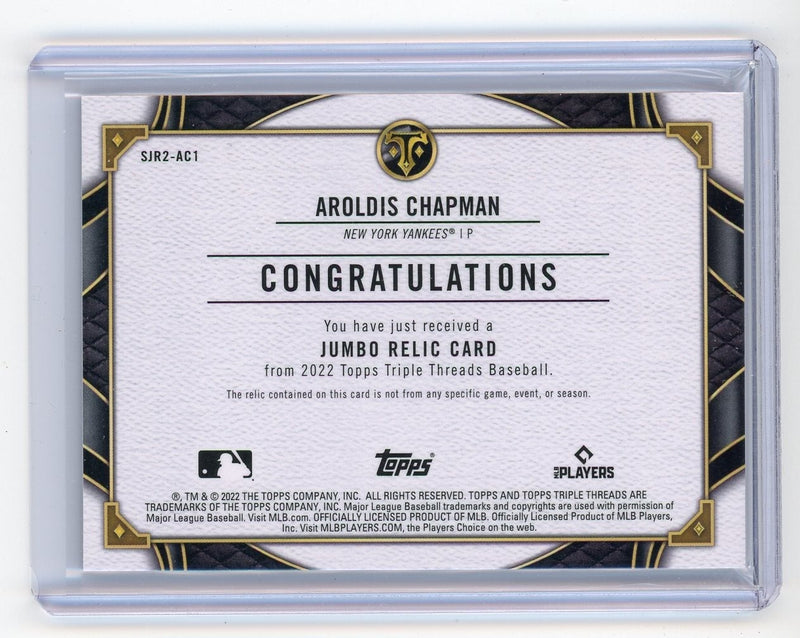 Aroldis Chapman 2022 Topps Triple Threads game-used jumbo relic purple 