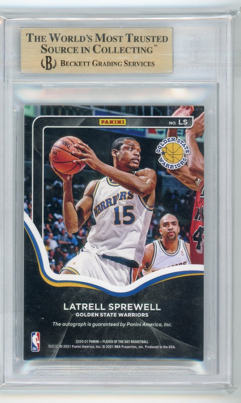 Latrell Sprewell 2020-21 Panini America NBA Player Of The Day Autograph 01/39 BGS Auto