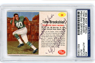 Tom Brookshier 1962 Post Cereal #34 PSA/DNA Authentic Autograph