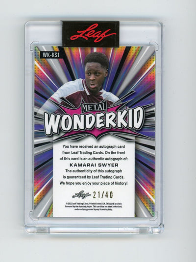 Kamarai Swyer 2022 Leaf Metal "Wonderkid" autograph #'d 21/40