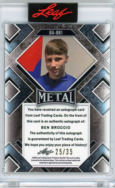 Ben Broggio 2022 Leaf Metal rookie autograph #'d 25/35