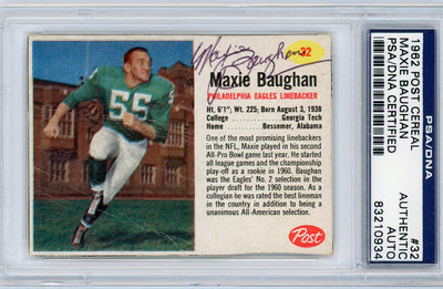 Maxie Baughan 1962 Post Cereal #32 PSA/DNA Authentic Autograph