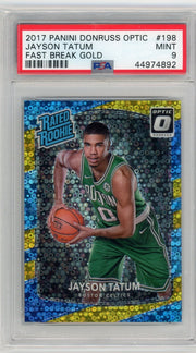 Jayson Tatum 2017-18 Panini Donruss Optic Fast Break Gold Prizm #’d 09/10 PSA 9