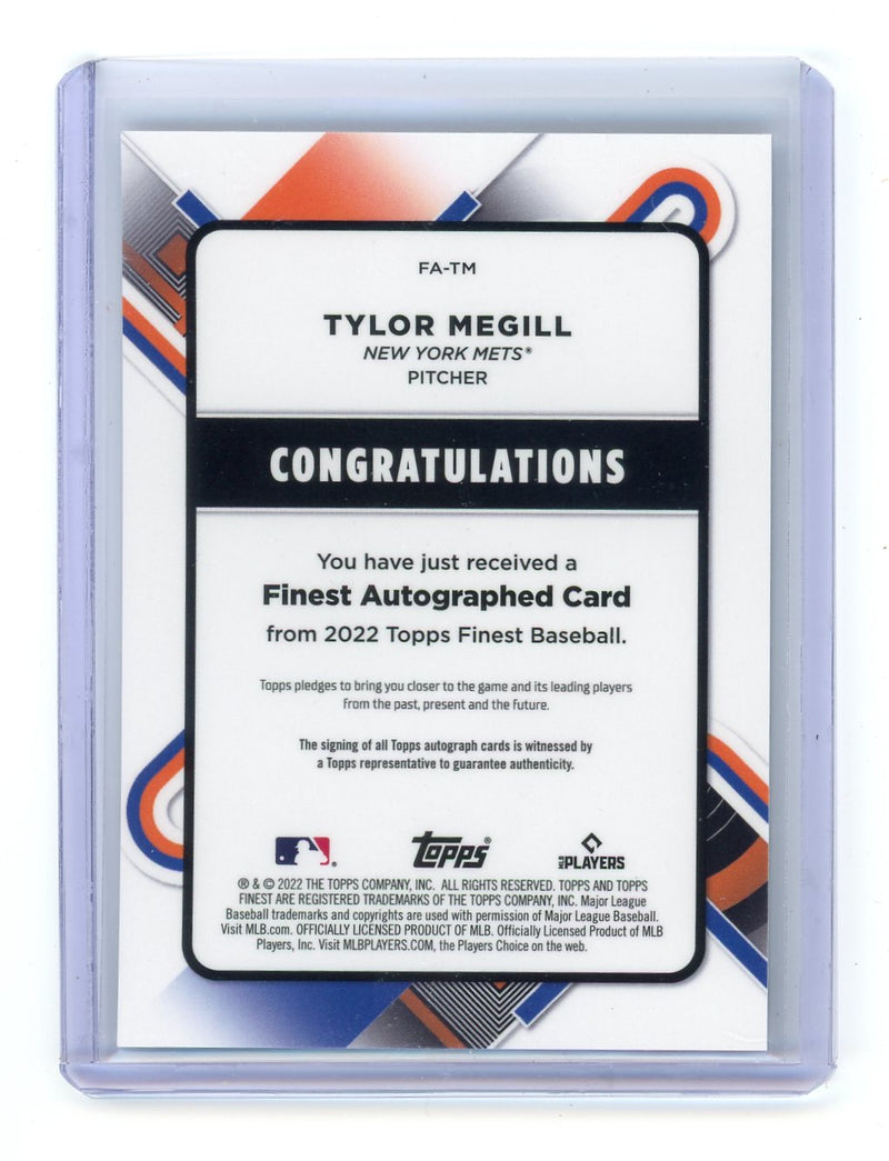 Tylor Megill 2022 Topps Finest autograph rookie card