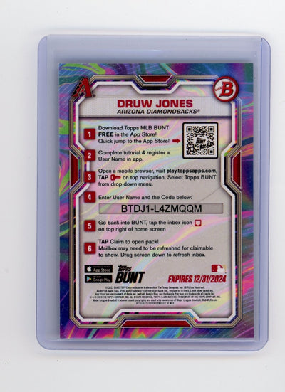 Druw Jones 2023 Bowman Topps Bunt tie-dye #'d 033/100