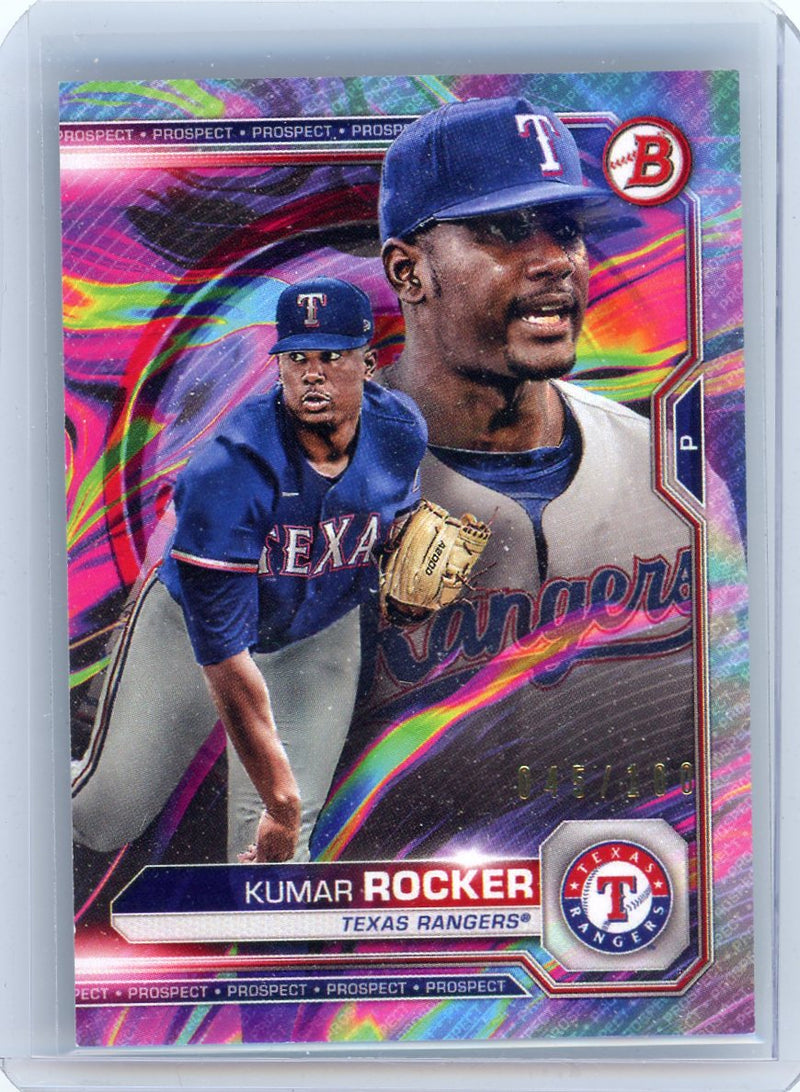 Kumar Rocker 2023 Bowman Topps Bunt tie-dye 