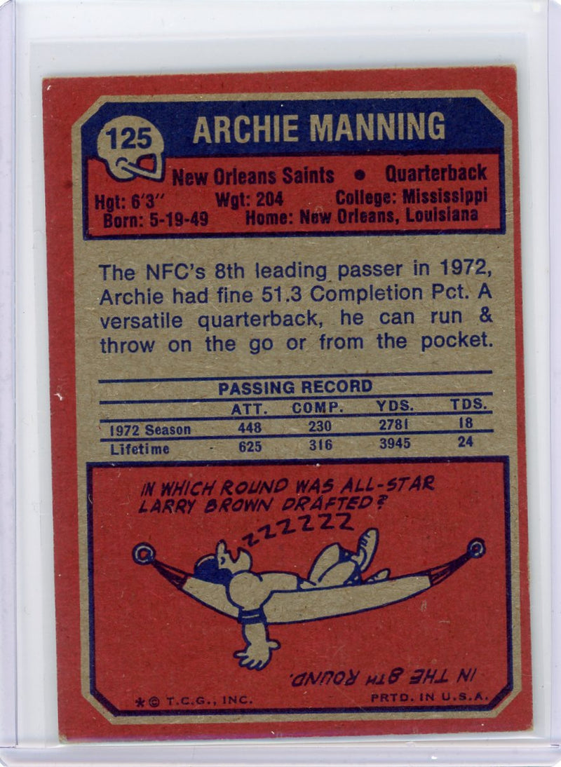 Archie Manning 1973 Topps