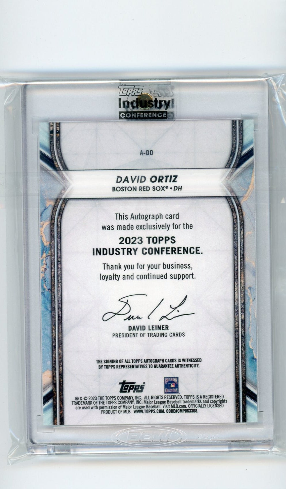 David Ortiz 2023 Topps Industry Conference encased autograph red #'d 04/10