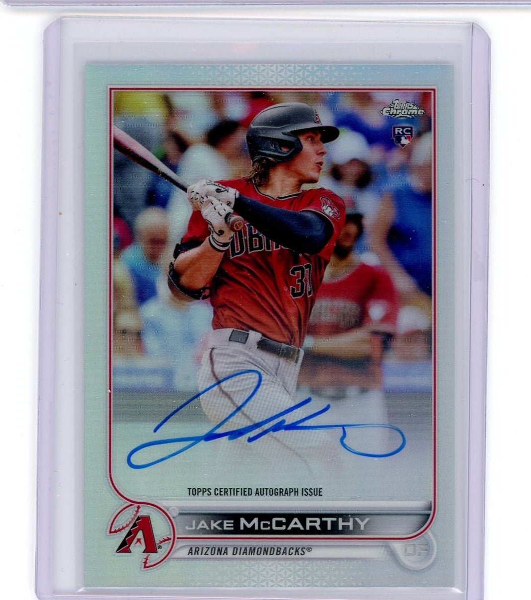 Jake McCarthy 2022 Topps Chrome refractor autograph rookie card #'d 340/499