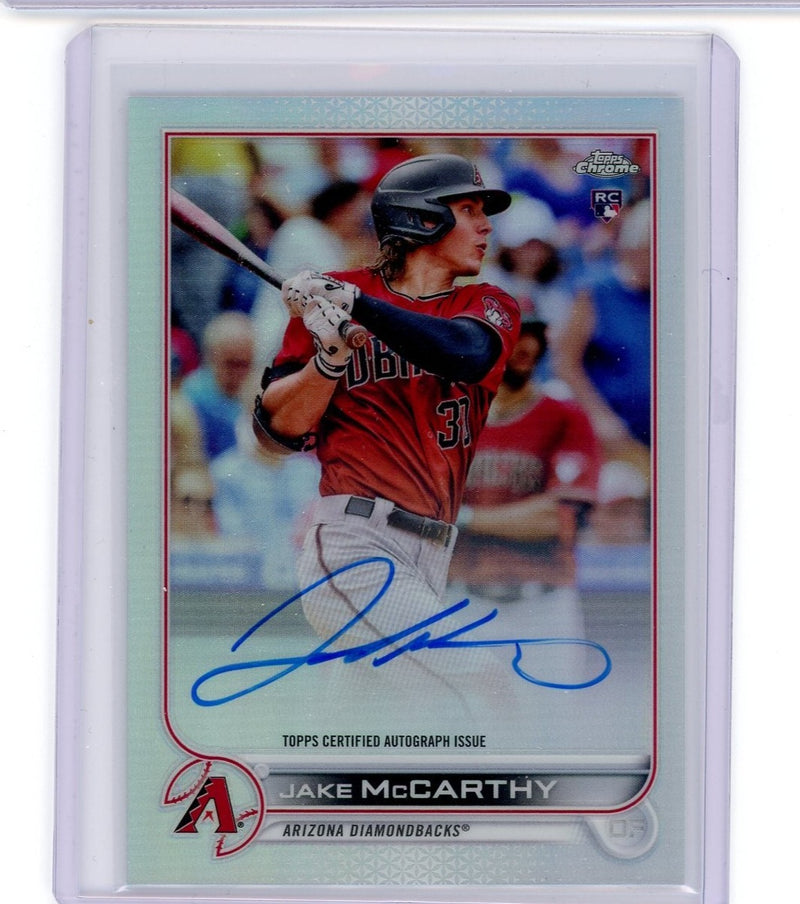 Jake McCarthy 2022 Topps Chrome refractor autograph rookie card 