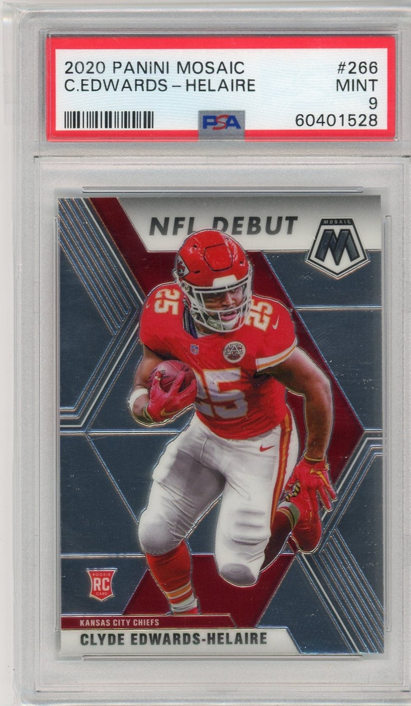 Clyde Edwards-Helaire 2020 Panini Mosaic NFL Debut rookie card PSA 9