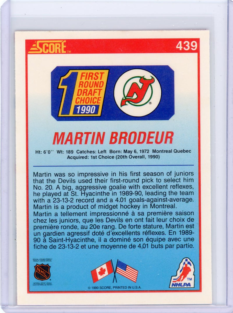 Martin Brodeur 1990 Score Rookie Card