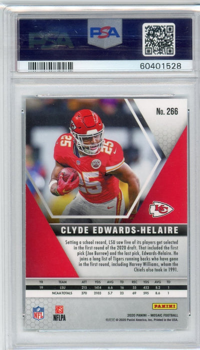 Clyde Edwards-Helaire 2020 Panini Mosaic NFL Debut rookie card PSA 9