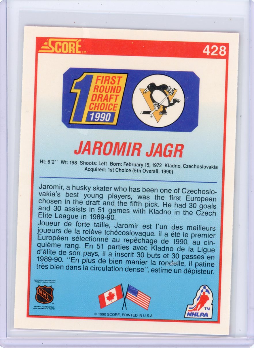 Jaromir Jagr 1990 Score Rookie Card