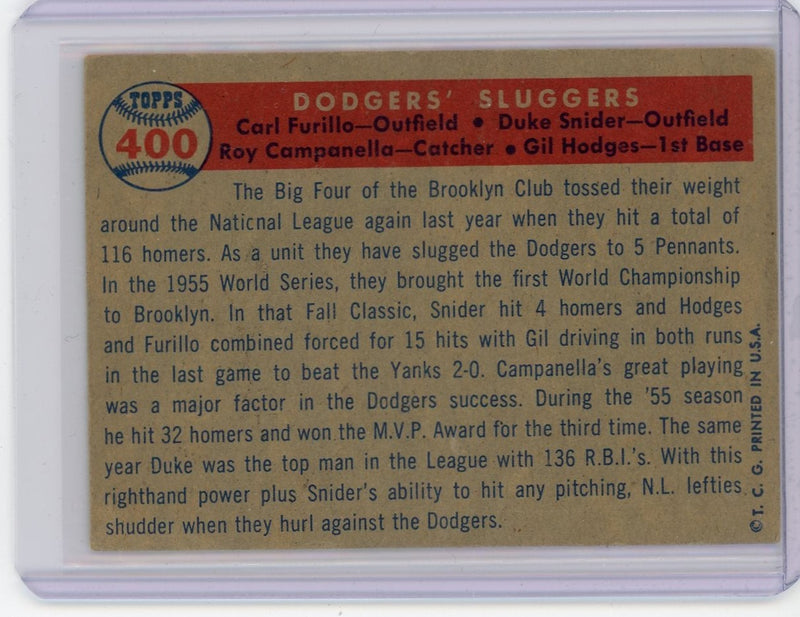 Gil Hodges/Roy Campanella/Duke Snider/Carl Furillo 1957 Topps 