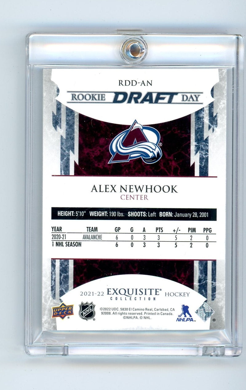 Alex Newhook 2022 Upper Deck Exquisite Collection Rookie Draft Day 