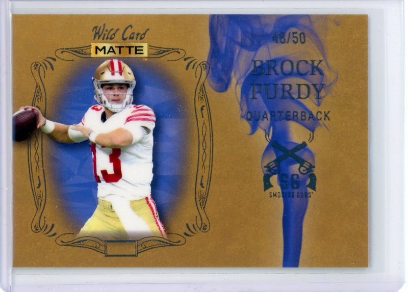 Brock Purdy 2022 Wild Card Matte Smoking Guns Gold/Blue 