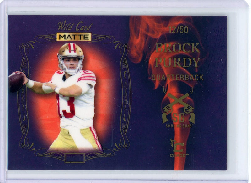 Brock Purdy 2022 Wild Card Matte Smoking Guns Purple/Orange 