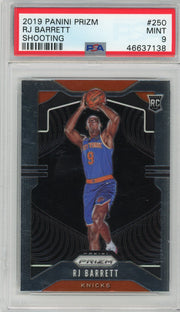 RJ Barrett 2019 Panini Prizm (shooting variation) rookie card PSA 9