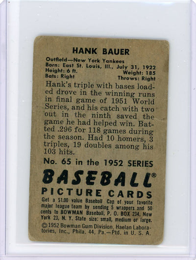Hank Bauer 1952 Bowman #65