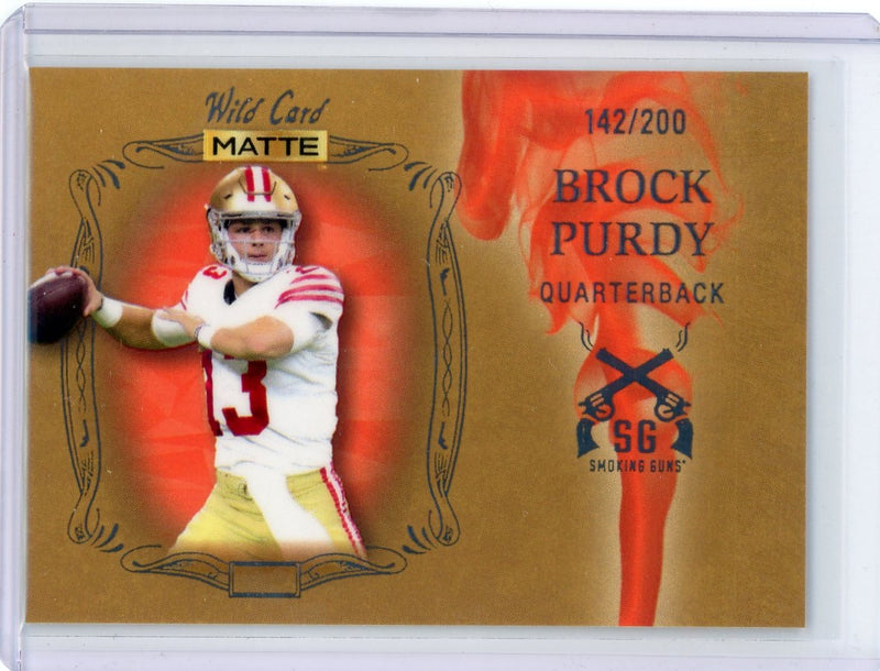 Brock Purdy 2022 Wild Card Matte Smoking Guns Gold/Orange 
