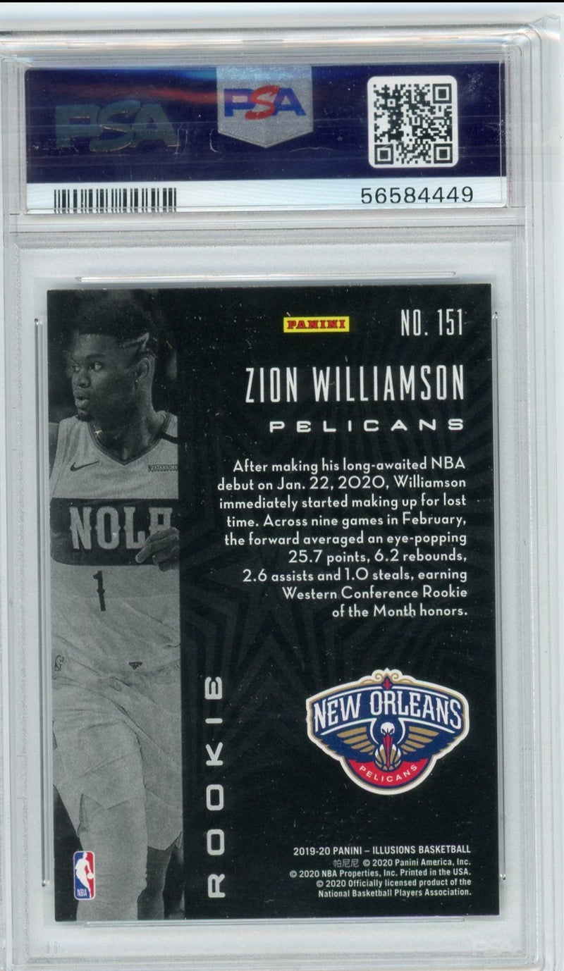 Zion Williamson 2019 Panini Illusions rookie card PSA 8