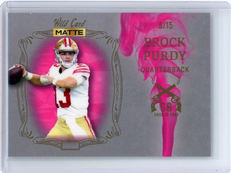 Brock Purdy 2022 Wild Card Matte Smoking Guns Silver/Pink 