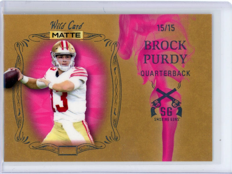 Brock Purdy 2022 Wild Card Matte Smoking Guns Gold/Pink 