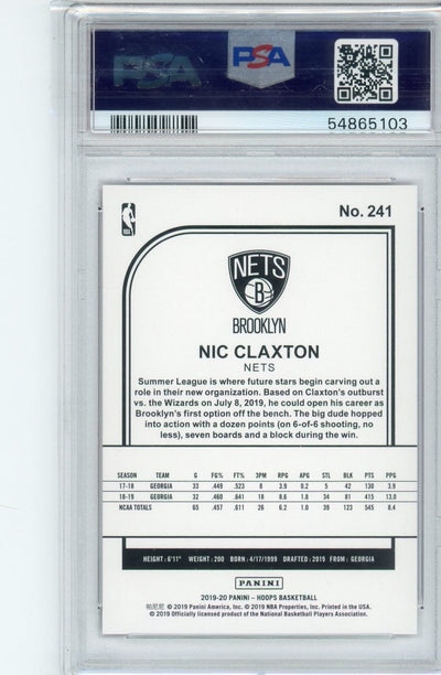 Nicolas Claxton 2019 Panini Hoops Red #'d 15/75 rookie card PSA 9