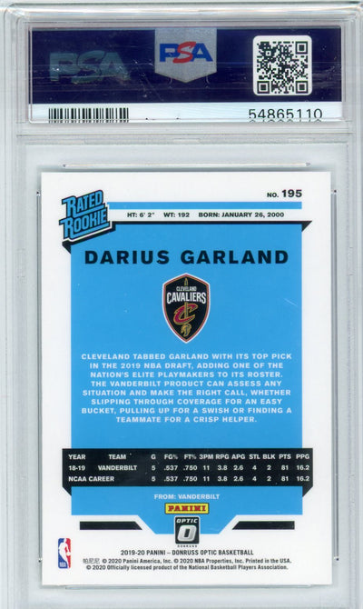 Darius Garland 2019 Panini Donruss Optic rookie card PSA 9