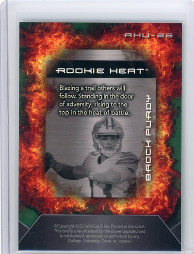 Brock Purdy 2022 Wild Card Matte Rookie Heat Green/Orange #'d 17/50