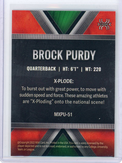 Brock Purdy 2022 Wild Card Matte X-Plode Green/Red #'d 21/25