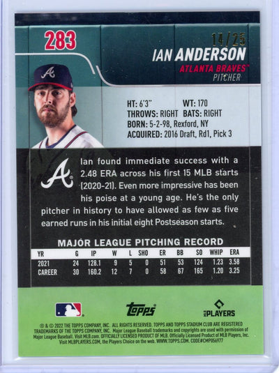 Ian Anderson 2022 Topps Stadium Club Chrome orange refractor #'d 14/25