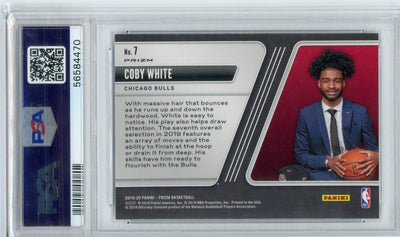 Coby White 2019 Panini Prizm Luck/Lottery Fast Break Prizm rookie card PSA 9