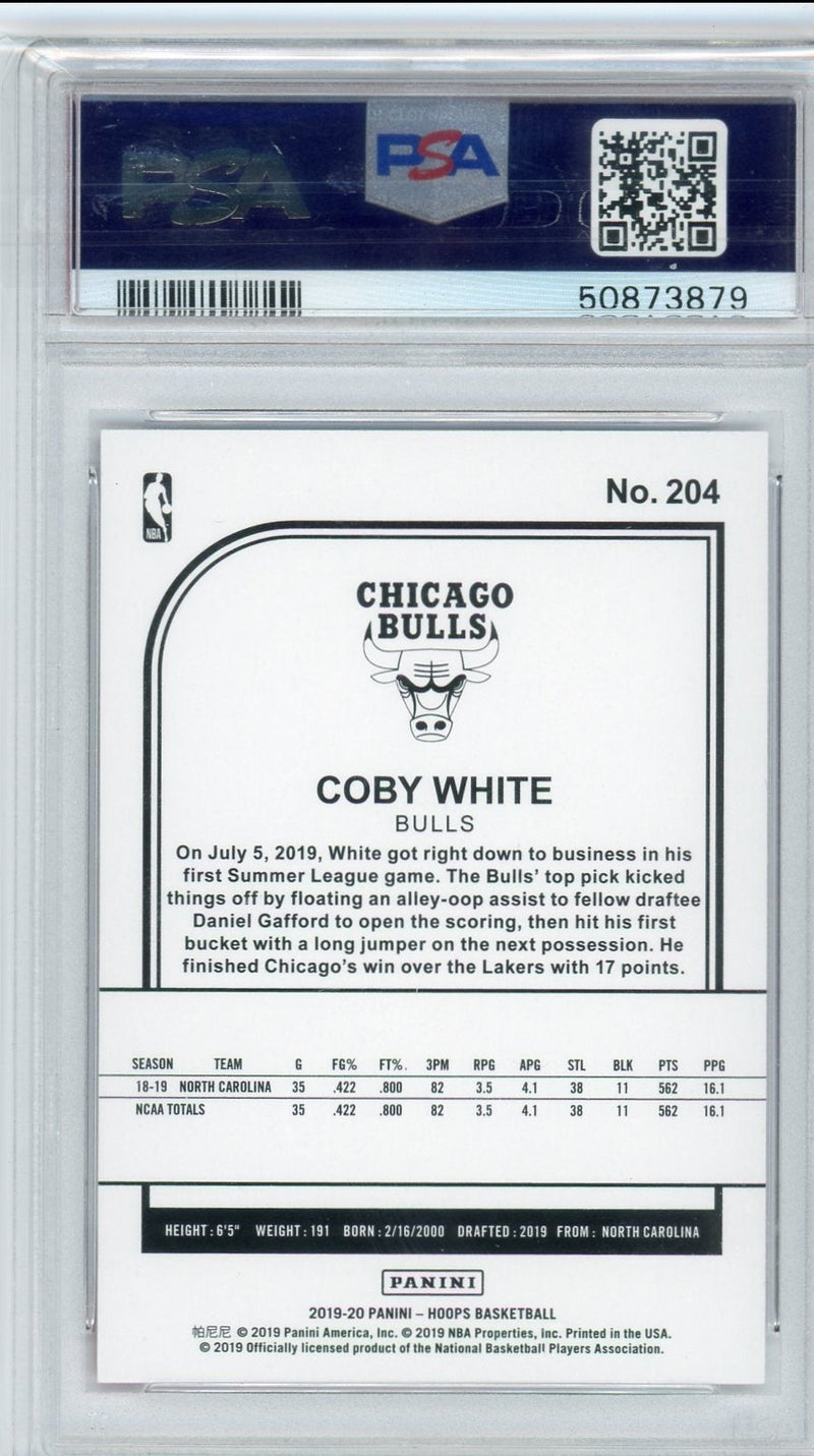 Coby White 2019 Panini Hoops Purple rookie card PSA 9