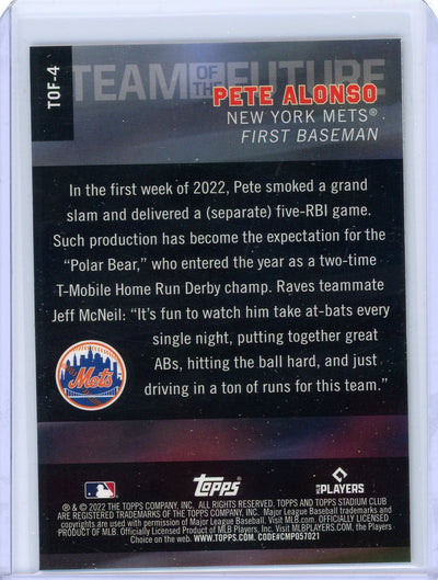 Pete Alonso 2022 Topps Stadium Club Chrome Team of the Future