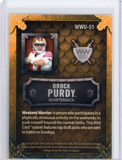 Brock Purdy 2022 Wild Card Matte Gold/Gold/Orange #'d 80/100