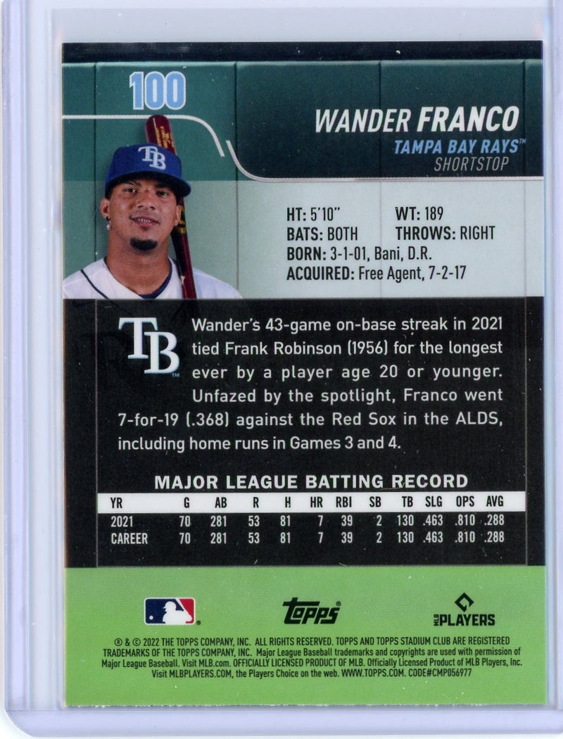 Wander Franco 2022 Topps Stadium Club Chrome rookie card