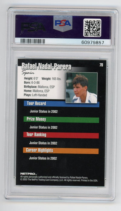 Rafael Nadal 2003 NetPro PSA 9 rookie card #70