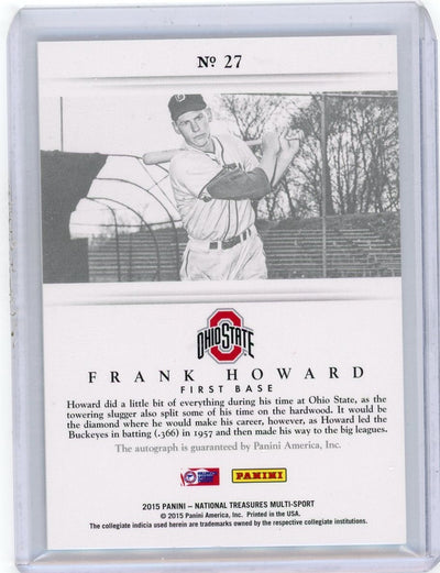 Frank Howard 2015 Panini National Treasures autograph #'d 80/99