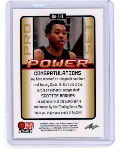 Scottie Barnes 2022 Leaf Pro Set Power rookie autograph #'d 5/10