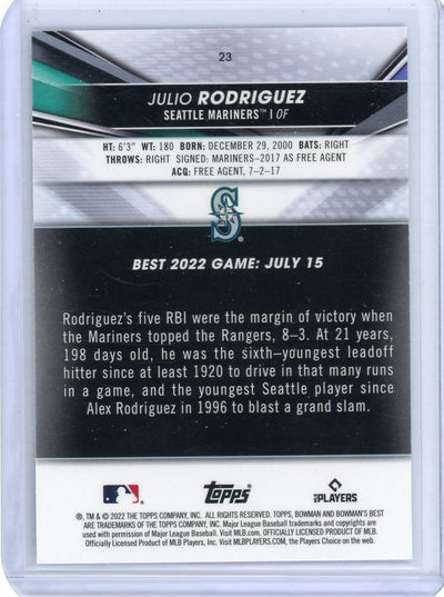 Julio Rodriguez 2022 Bowman's Best rookie card