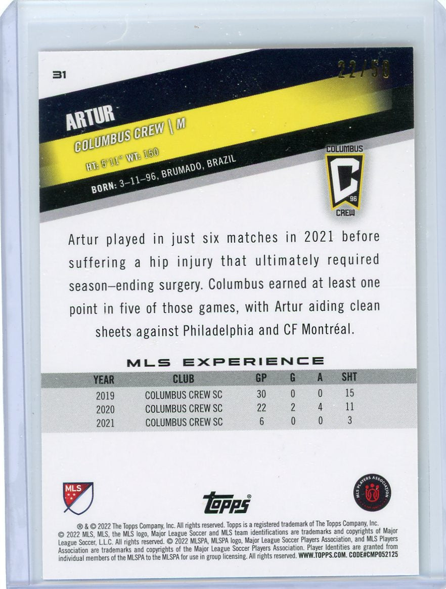 Artur 2022 Topps MLS gold #'d 22/50