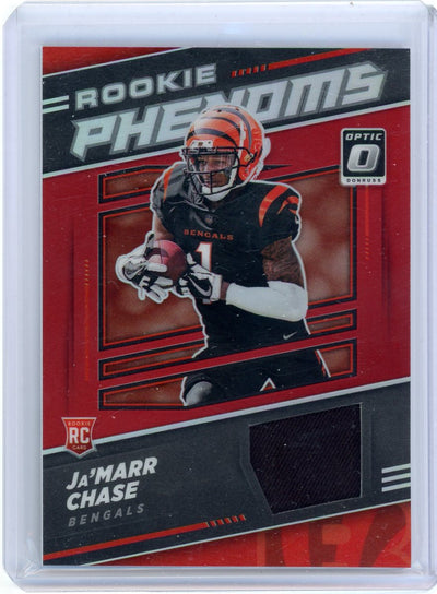 Jamarr Chase 2021 Donruss Optic Rookie Phenoms Red Prizm Patch Rookie Card