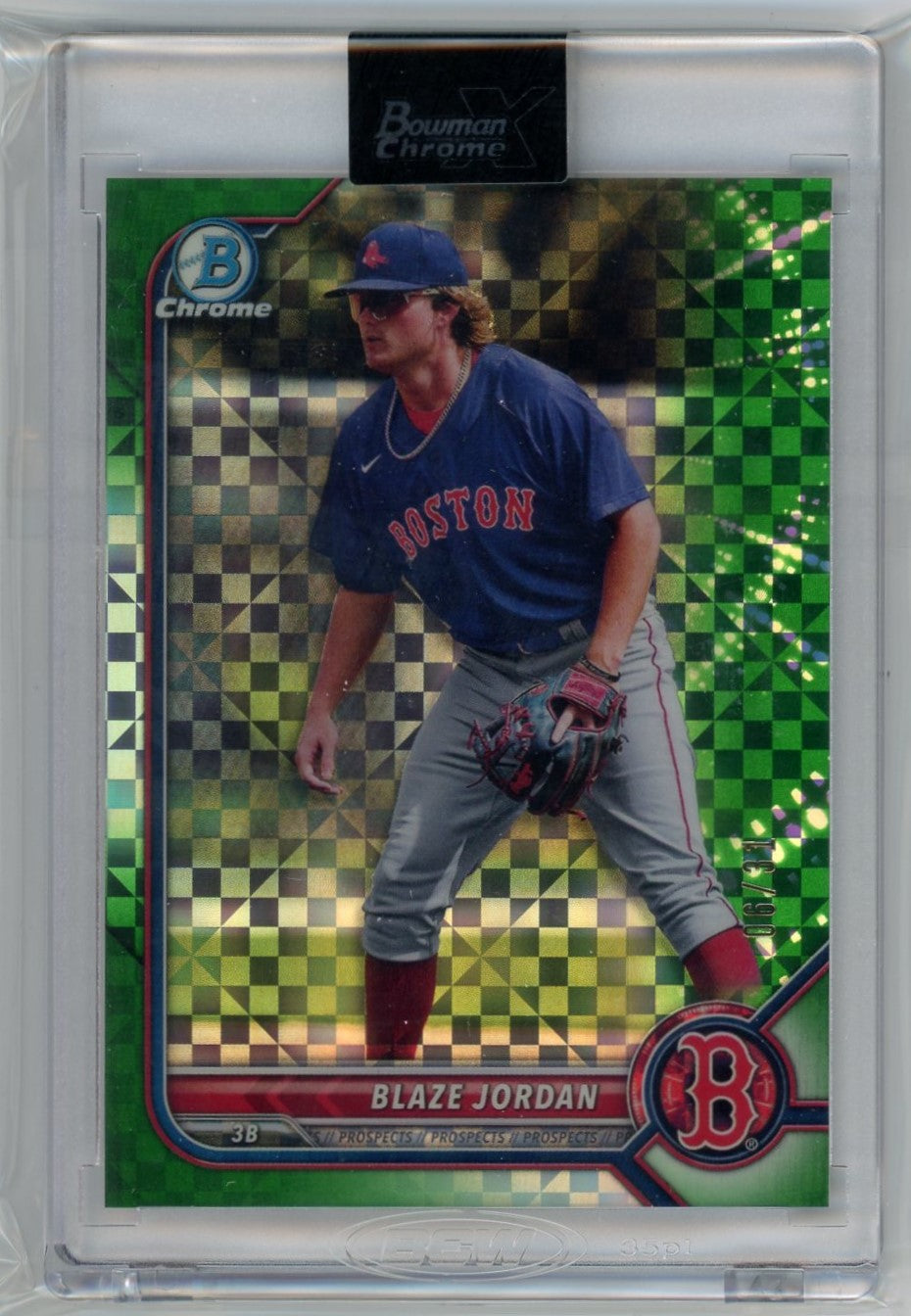 Blaze Jordan 2022 Bowman Chrome X Green X-fractor #'d 06/31