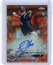 Juan Minaya 2018 Topps Chrome Orange Refractor autograph rookie card #'d 10/25