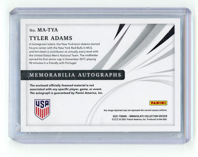 Tyler Adams 2021 Panini Immaculate Collection Memorabilia Autographs #'d 04/99