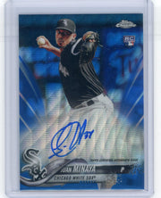 Juan Minaya 2018 Topps Chrome Blue Wave Refractor autograph rookie card #'d 013/150