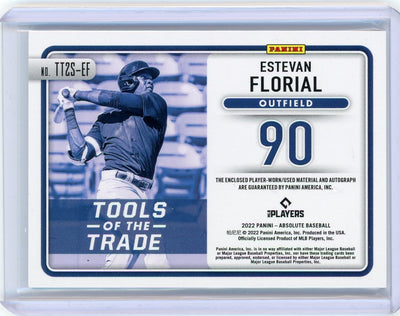 Estevan Florial 2022 Panini Absolute Tools of the Trade Dual Patch AUTO Blue /75