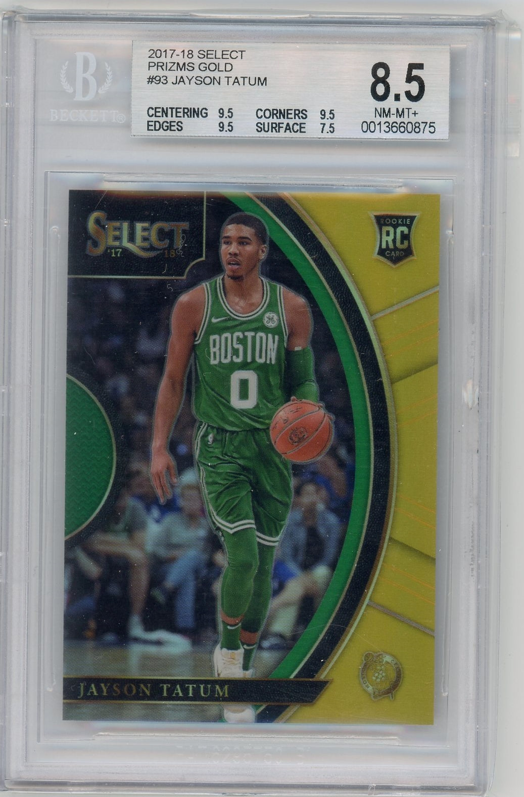 JAYSON TATUM 2017-18 SELECT CONCOURSE GOLD ROOKIE #09/10 BGS 8.5 NM MINT CELTICS